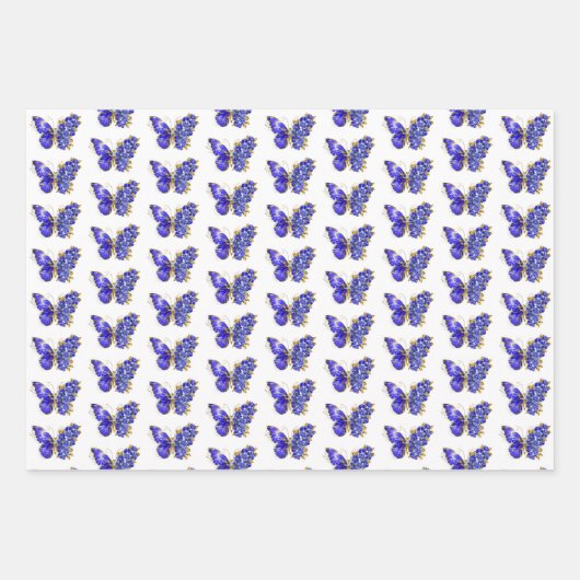 Bloem Saffier Vlinder Inpakpapier Vel (Voorkant)