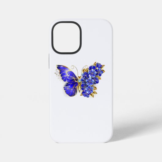 Bloem Saffier Vlinder iPhone Hoesje (Achterkant)