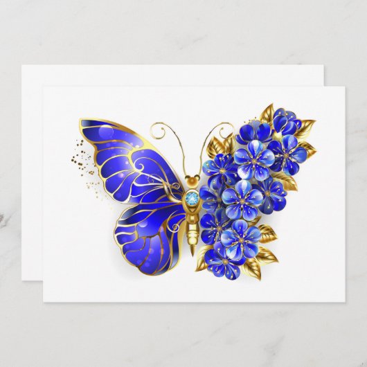 Bloem Saffier Vlinder Kaart (Voorkant / Achterkant)