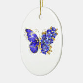 Bloem Saffier Vlinder Keramisch Ornament (Links)