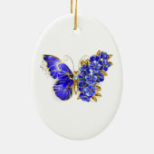 Bloem Saffier Vlinder Keramisch Ornament (Achterkant)