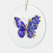 Bloem Saffier Vlinder Keramisch Ornament (Links)