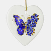 Bloem Saffier Vlinder Keramisch Ornament (Rechts)