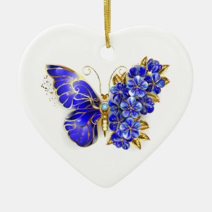 Bloem Saffier Vlinder Keramisch Ornament