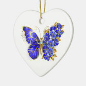 Bloem Saffier Vlinder Keramisch Ornament (Links)