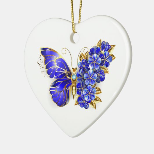 Bloem Saffier Vlinder Keramisch Ornament (Links)