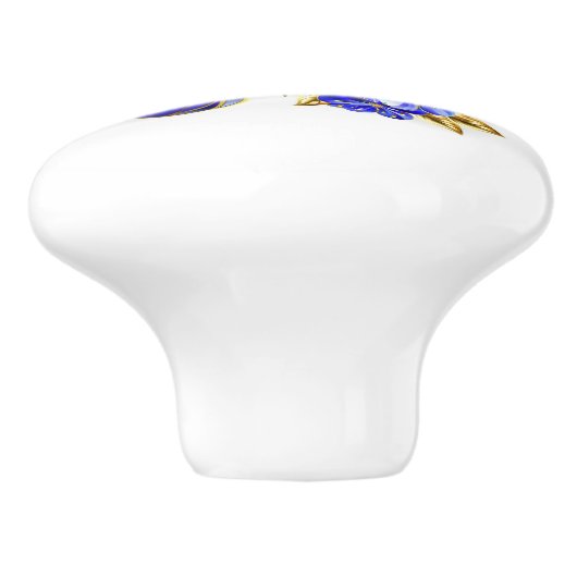 Bloem Saffier Vlinder Keramische Knop (Zijkant)