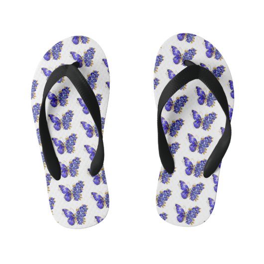 Bloem Saffier Vlinder Kinder Teenslippers (Voetbed)
