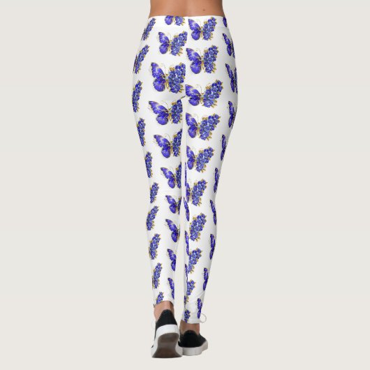 Bloem Saffier Vlinder Leggings (Achterkant)