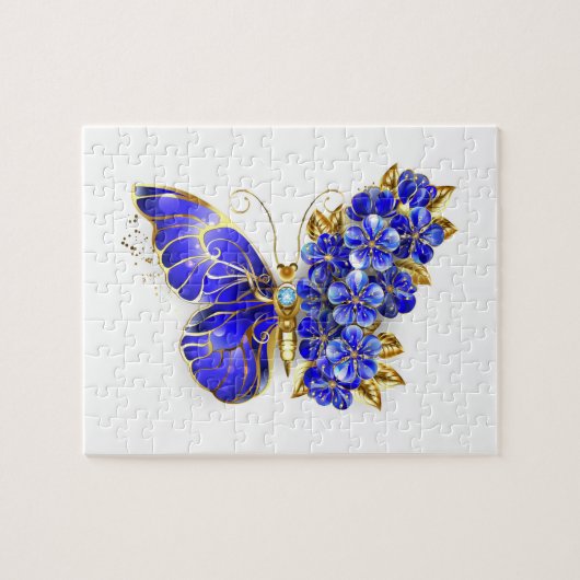 Bloem Saffier Vlinder Legpuzzel (Horizontaal)