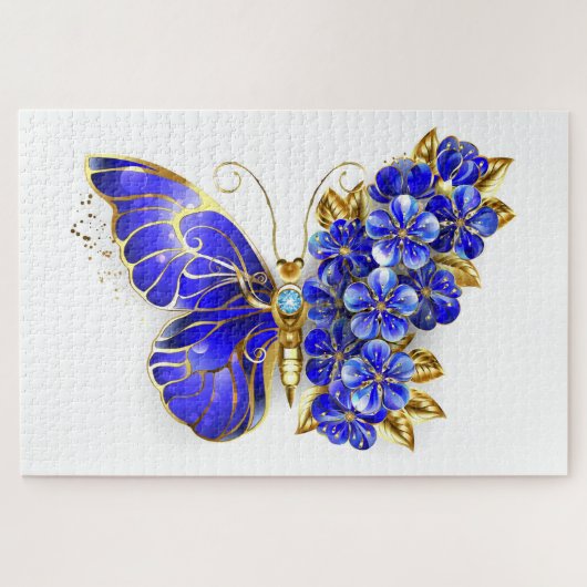 Bloem Saffier Vlinder Legpuzzel (Horizontaal)