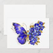 Bloem Saffier Vlinder Notitiekaartje (Voorkant / Achterkant)