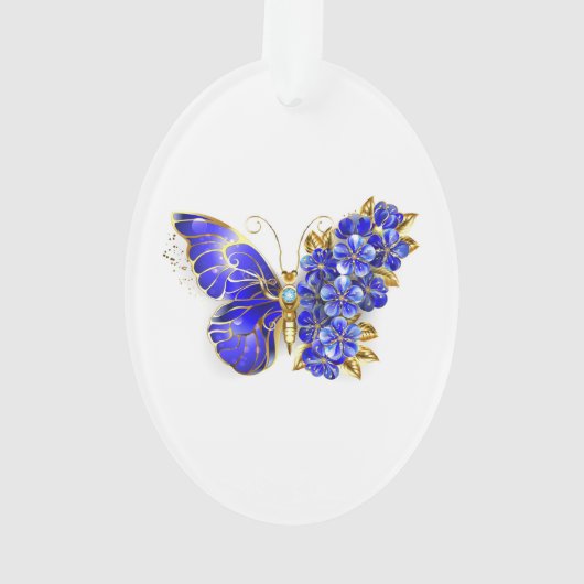 Bloem Saffier Vlinder Ornament (achterkant)