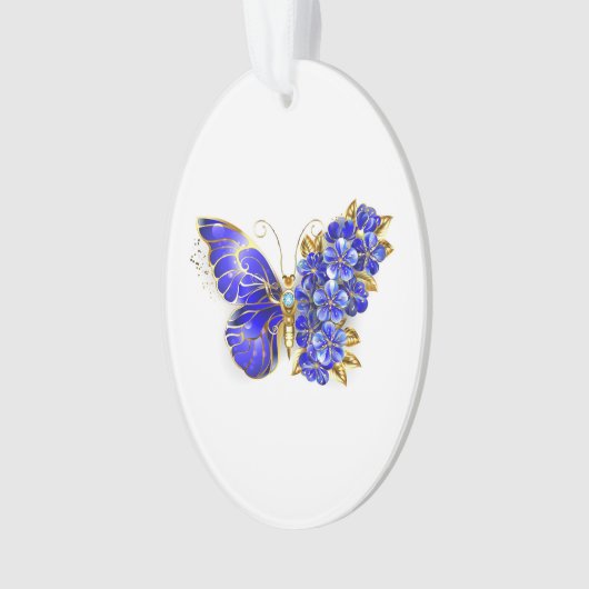 Bloem Saffier Vlinder Ornament (voorkant)