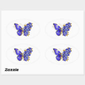 Bloem Saffier Vlinder Ovale Sticker (Vel)