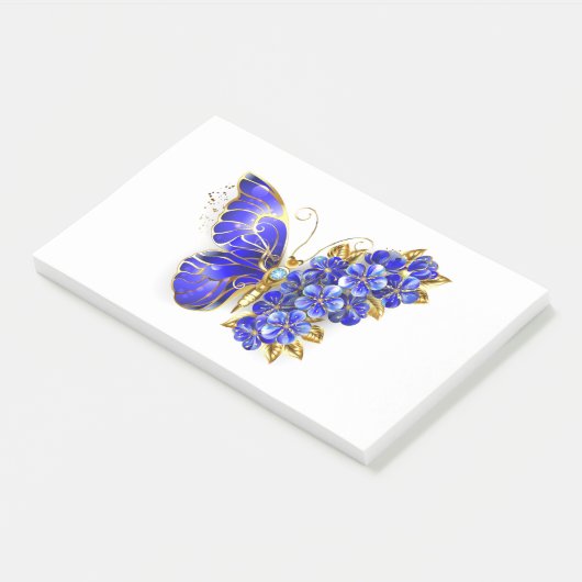 Bloem Saffier Vlinder Post-it® Notes (Schuin)