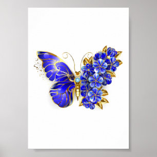Bloem Saffier Vlinder Poster
