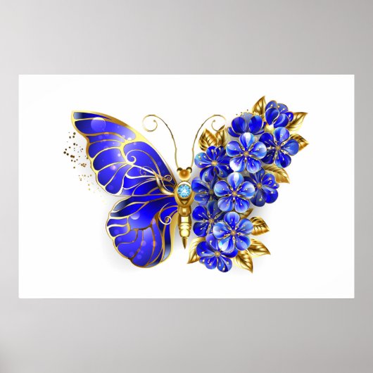 Bloem Saffier Vlinder Poster (Voorkant)