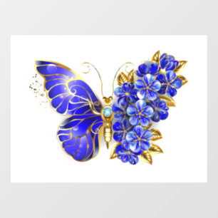 Bloem Saffier Vlinder Raamsticker