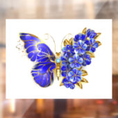 Bloem Saffier Vlinder Raamsticker (Vel 2)