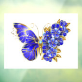 Bloem Saffier Vlinder Raamsticker (Vel 3)