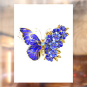 Bloem Saffier Vlinder Raamsticker (Vel 2)