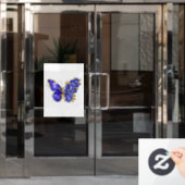 Bloem Saffier Vlinder Raamsticker (Kantoordeur)