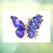 Bloem Saffier Vlinder Raamsticker (Vel 3)