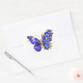 Bloem Saffier Vlinder Ronde Sticker (Envelop)