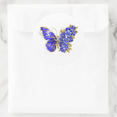 Bloem Saffier Vlinder Ronde Sticker (Tas)