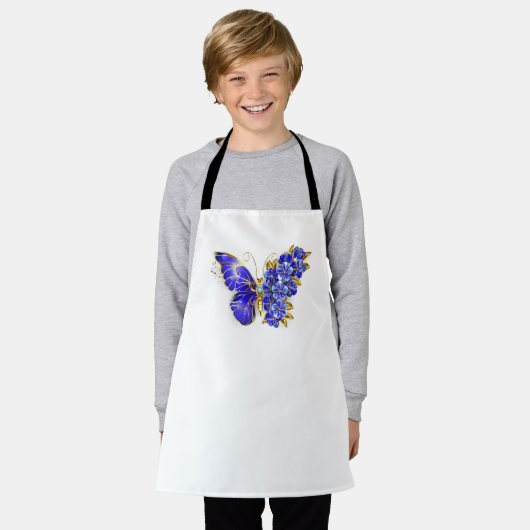Bloem Saffier Vlinder Schort (Gedragen)