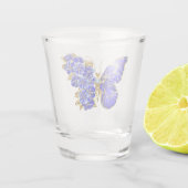 Bloem Saffier Vlinder Shot Glas (Achterkant)