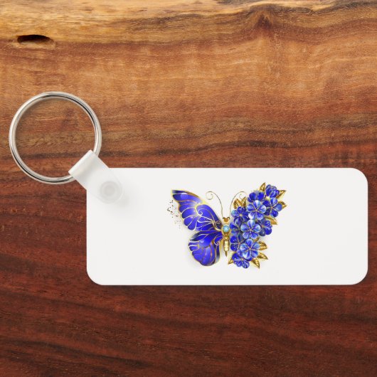 Bloem Saffier Vlinder Sleutelhanger (Achterkant)