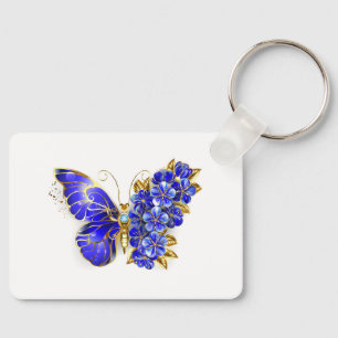 Bloem Saffier Vlinder Sleutelhanger