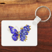 Bloem Saffier Vlinder Sleutelhanger (Voorkant)
