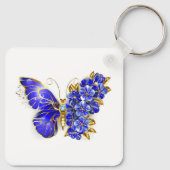 Bloem Saffier Vlinder Sleutelhanger (Achterkant)