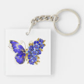Bloem Saffier Vlinder Sleutelhanger (Achterkant)