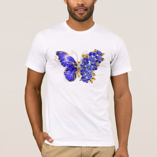Bloem Saffier Vlinder T-shirt (Voorkant)
