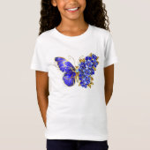 Bloem Saffier Vlinder T-shirt (Voorkant)