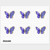 Bloem Saffier Vlinder Vierkante Sticker (Vel)