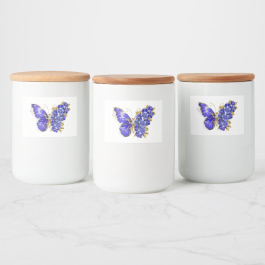 Bloem Saffier Vlinder Voedselcontainer Etiket (Flessen)