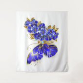 Bloem Saffier Vlinder Wandkleed (Voorkant)