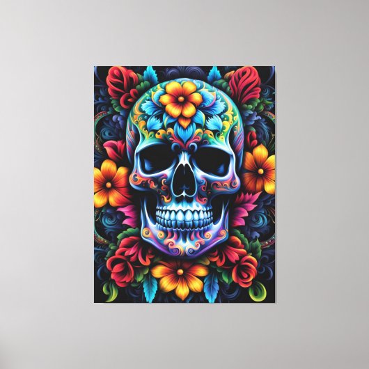 Bloem schedel canvas Print (Voorkant)