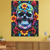 Bloem schedel canvas Print (Insitu (Woonkamer))