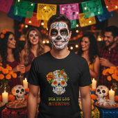 Bloem Schedel Dia de los Muertos T-shirt