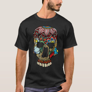 Bloem Schedel Hoofden Grunge Punk Metaal T-shirt