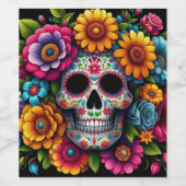 Bloem schedel label! wijn etiket (Enkel label)