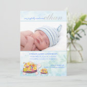 Bloem schildpadden Baby jongen geboorte aankondigi Aankondiging (Staand voorkant)