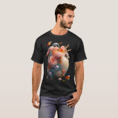 Bloem sculptuur met vis t-shirt (Voorkant volledig)