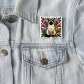 bloem siamese kat knop vierkante button 5,1 cm (In situ)